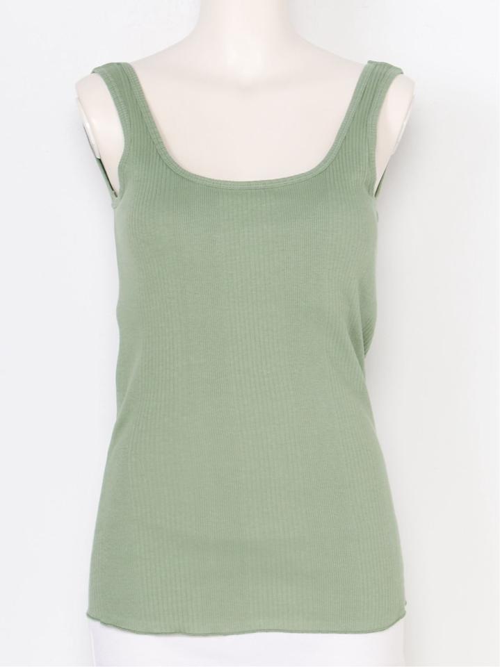 Organic Cotton ランダムリブバックオープン ブラタンク EMILY WEEK * IENA◆