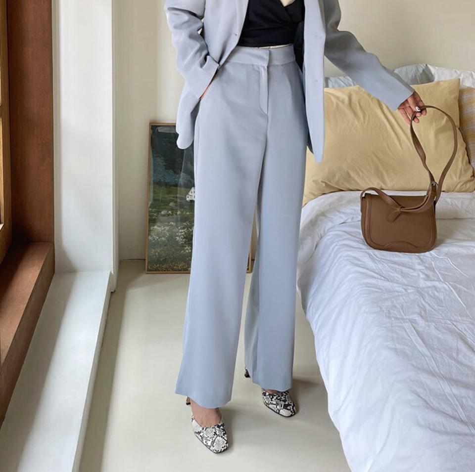 ワイドスラックス・全4色・t65007 レディース 【pt】【韓国 ファッション ボトムス パンツ スラックス ストレート シック トレンディ ワイド ワイドスラックス オフィスカジュアル カジュアル 体型カーバー 秋 春】