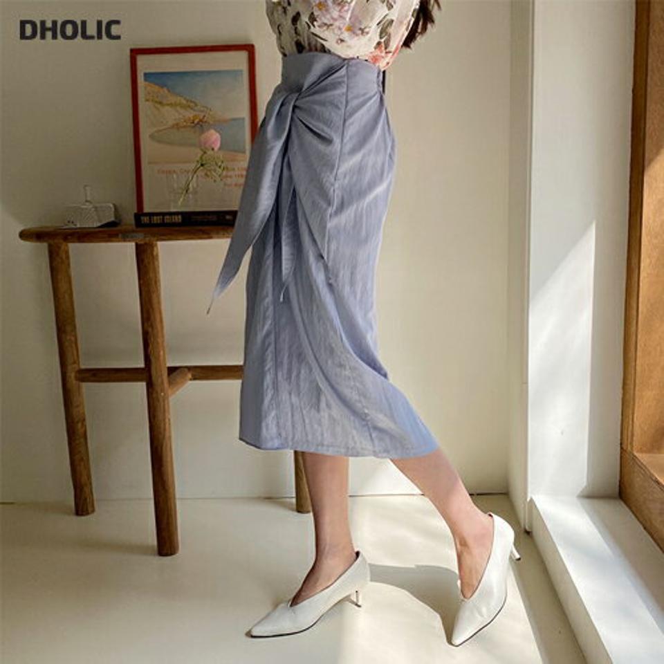 リボンラップスカート・全3色・t65015 レディース 【sk】【韓国 ファッション ボトムス スカート ロング ロングスカート リボンラップ リボン ラップスカート ハイウエスト バックゴム カジュアル 体型カバー フェミニン デイリー 秋 春】