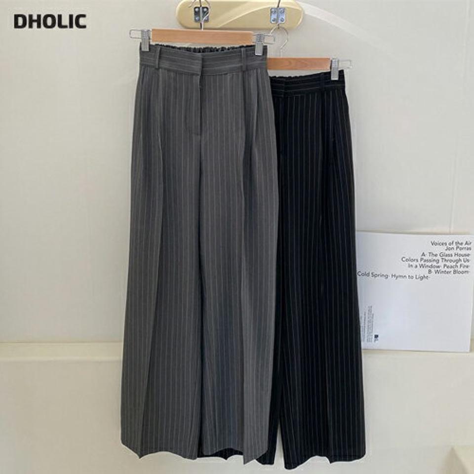 ストライプワイドスラックス・全2色・t65017 レディース 【pt】【韓国 ファッション ボトムス パンツ スラックス ストレート シック ストライプ トレンディ ワイド ワイドスラックス オフィスカジュアル カジュアル 体型カーバー 秋 春】