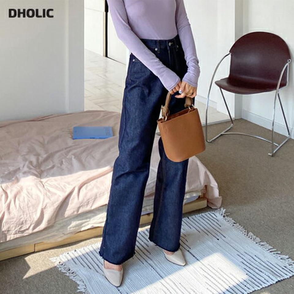 ハイウエストエコデニムパンツ・全1色・t62976 レディース 【pt】【韓国 ファッション ボトムス パンツ ロング デニム エコデニム デニムパンツ フィット ベルトループ スリム ストレート 美脚 10分丈 十分丈 カジュアル デイリー 秋 春】