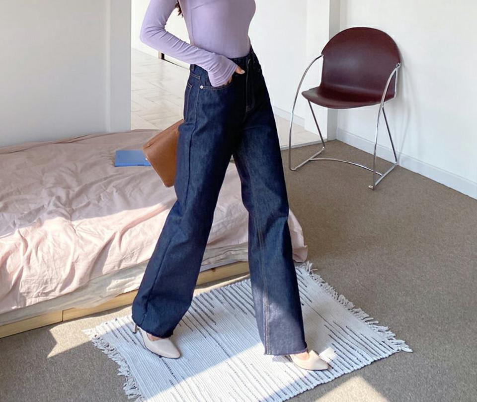 ハイウエストエコデニムパンツ・全1色・t62976 レディース 【pt】【韓国 ファッション ボトムス パンツ ロング デニム エコデニム デニムパンツ フィット ベルトループ スリム ストレート 美脚 10分丈 十分丈 カジュアル デイリー 秋 春】