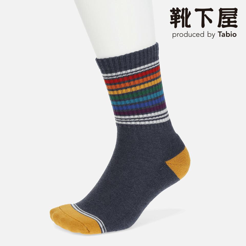 【全品送料無料★〜12/26 23:59迄】【あす楽】【Tabio MEN】 メンズ アメリブレインボーパイルソックス / 靴下屋 靴下 タビオ くつ下 クルー メンズ 日本製 2112ka