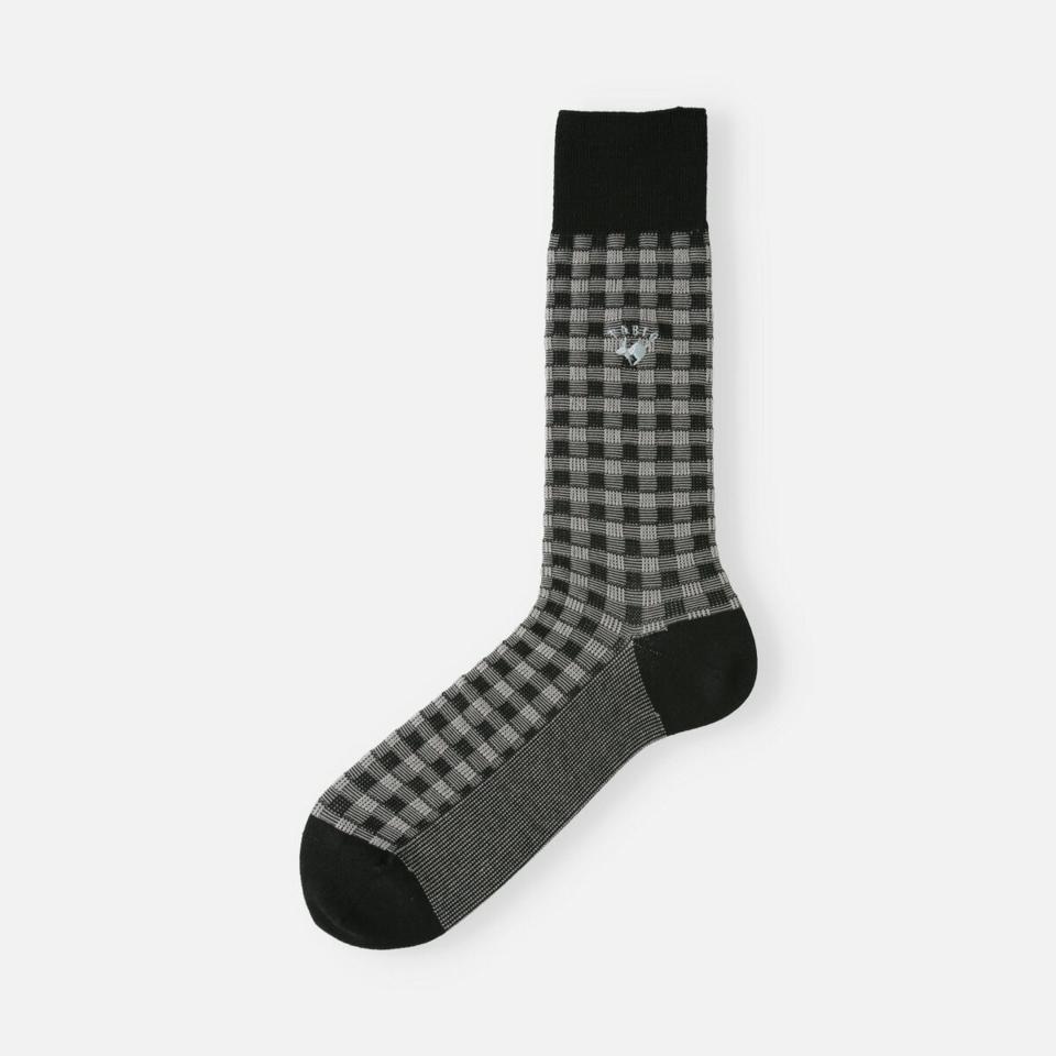 【あす楽】【Tabio MEN】 メンズ タビット刺繍ブロックリンクスソックス / 靴下屋 靴下 タビオ くつ下 クルー メンズ 日本製