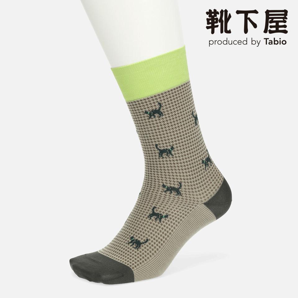 【あす楽】【Tabio MEN】 メンズ ハウンドトゥースキャットソックス / 靴下屋 靴下 タビオ くつ下 クルー メンズ 日本製