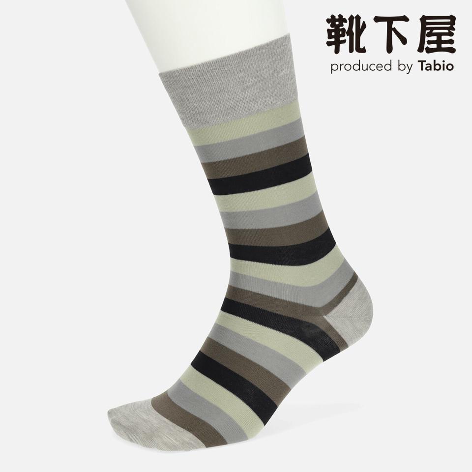 【あす楽】【Tabio MEN】 メンズ メランジカラーボーダーソックス / 靴下屋 靴下 タビオ くつ下 クルー メンズ 日本製