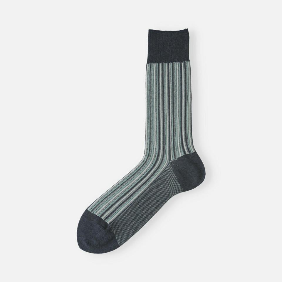 【あす楽】【Tabio MEN】 メンズ メランジカラーストライプソックス / 靴下屋 靴下 タビオ くつ下 クルー メンズ 日本製 2106sl