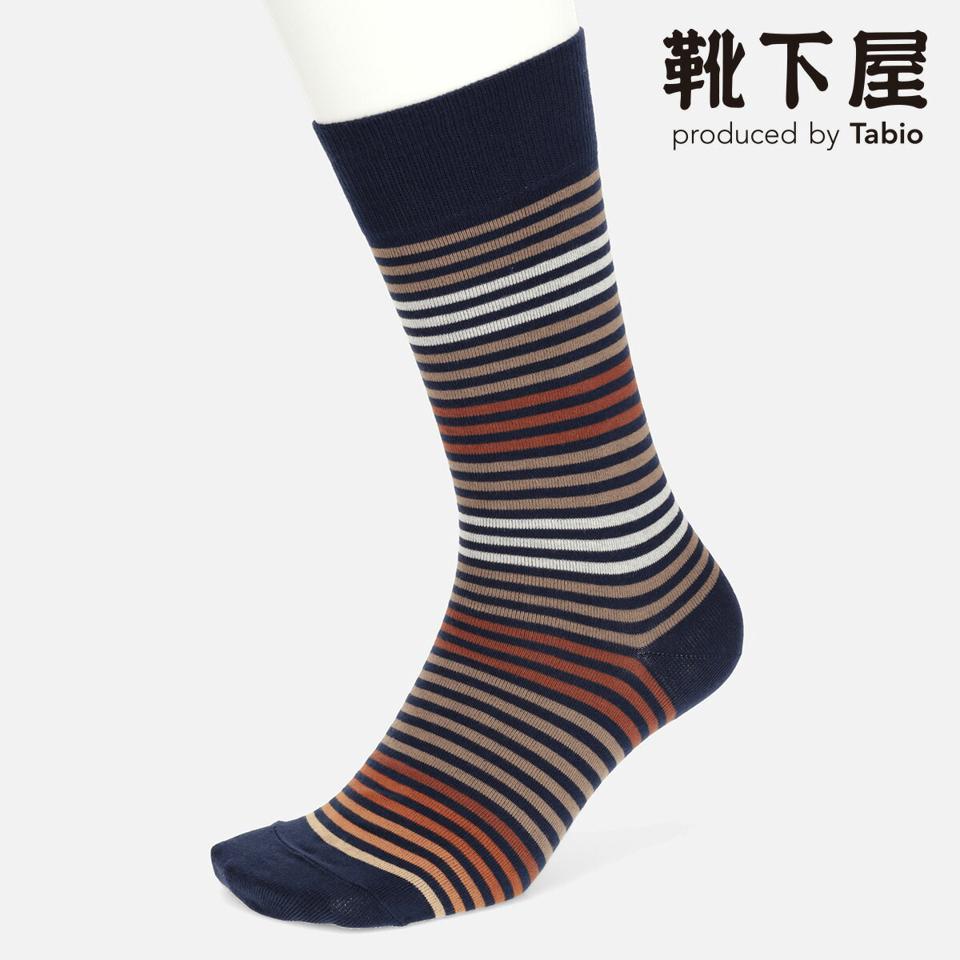 【あす楽】【Tabio MEN】 メンズ アクセントボーダーソックス / 靴下屋 靴下 タビオ くつ下 クルー メンズ 日本製