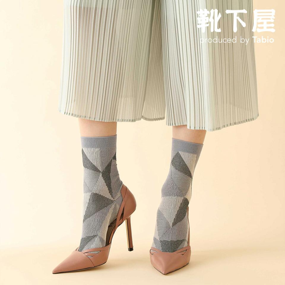【あす楽】【Tabio】 ジャカードカレイドスコープ柄ソックス / 靴下屋 靴下 タビオ くつ下 クルー レディース 日本製 2106ka