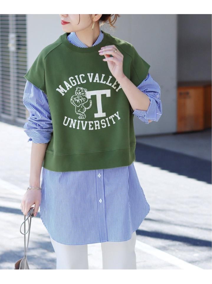 裏毛ロゴプリントノースリーブ◆