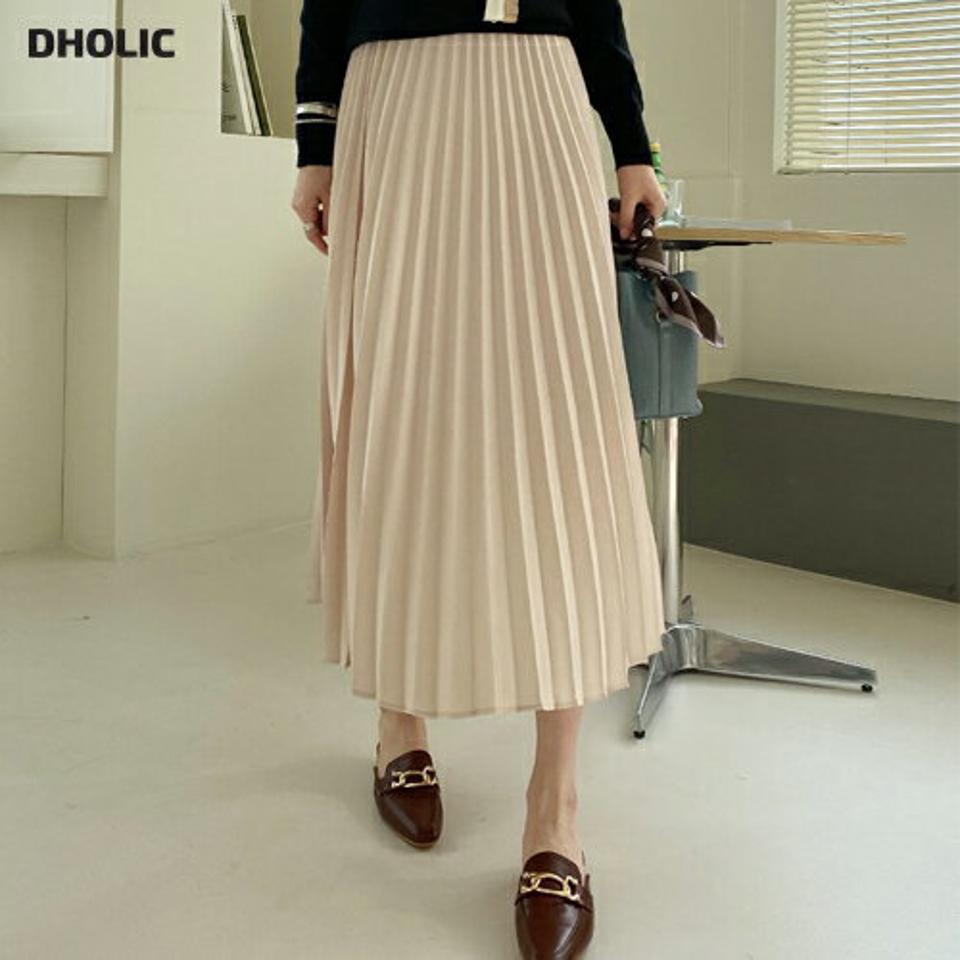 ウエストゴムプリーツスカート・全4色・t67182 レディース 【sk】【スカート ロング ロングスカート プリーツ プリーツスカート ウエストゴム 単色 シンプル カジュアル 大人 フェミニン 春 秋 韓国 ファッション】【ハイホリHIHOLLI】