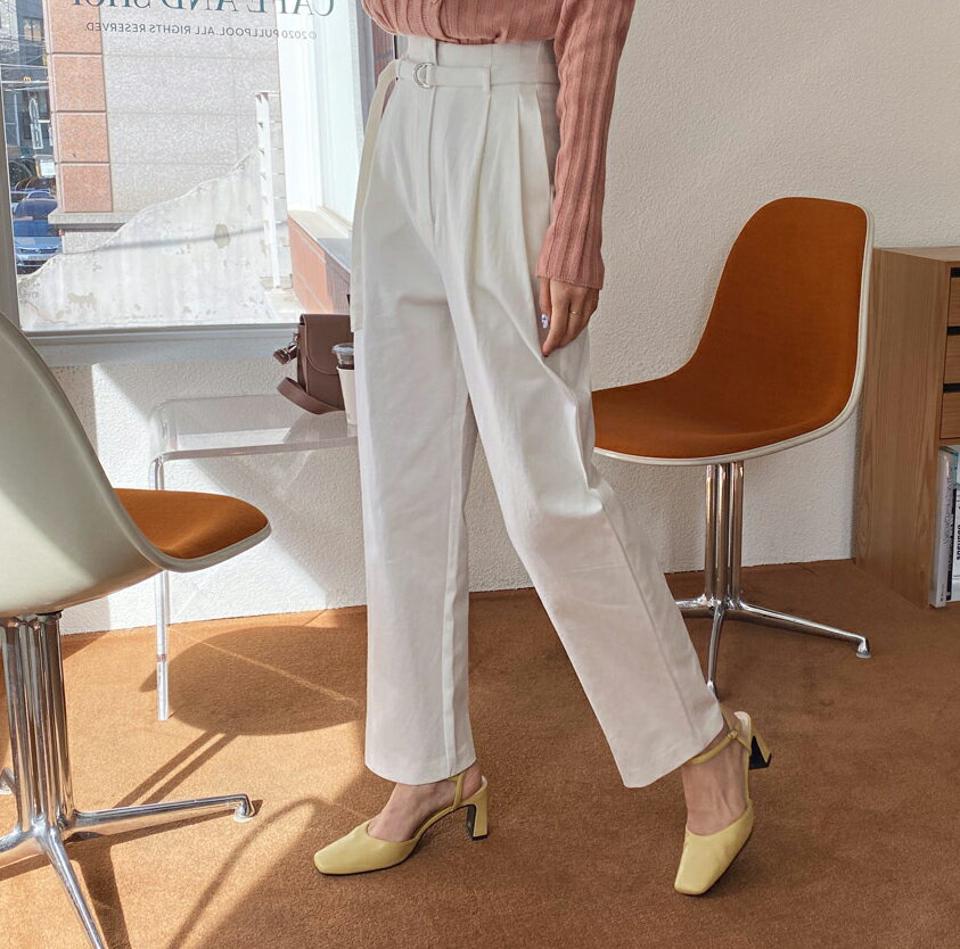 ベルト付タックワイドパンツ・全3色・t56977 レディース 【pt】【韓国 ファッション ボトムス パンツ ロング ロングパンツ ワイドパンツ スリム ベルトセット ボリューム ベーシック カジュアル 細身 シンプル 無地 体型カーバー 秋 春】