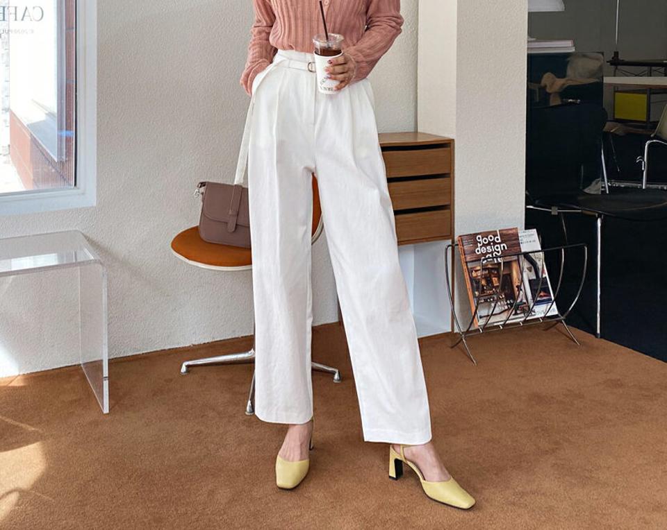 ベルト付タックワイドパンツ・全3色・t56977 レディース 【pt】【韓国 ファッション ボトムス パンツ ロング ロングパンツ ワイドパンツ スリム ベルトセット ボリューム ベーシック カジュアル 細身 シンプル 無地 体型カーバー 秋 春】