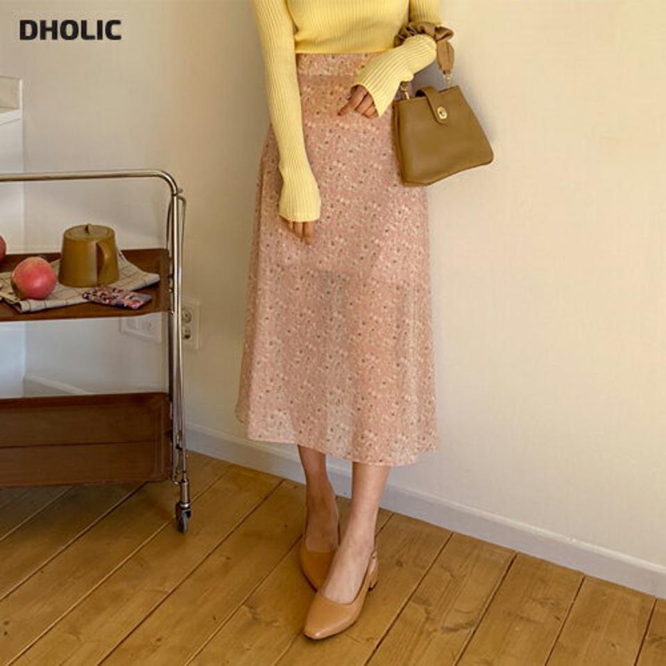 シフォン花柄パターンスカート・全4色・b56975 レディース 【sk】【韓国 ファッション ボトムス スカート ロング ロングスカート フローラル パターン バックゴム シフォン Aライン 花柄 フラワー カジュアル 体型カバー フェミニン デイリー 秋 春】【fw】