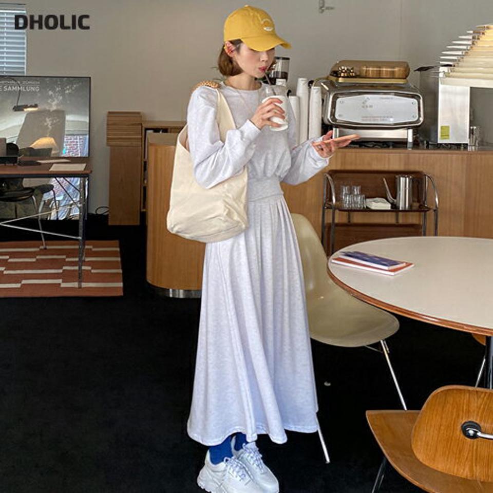 ≪人気商品再入荷≫クロップドスウェット&フレアスカートSET・全3色・b56953 レディース 【ops】韓国ファッション ワンピース ロング丈 セットアップ スカート スウェット ラウンドネック ルーズ クロップド フレア フェミニン 体型カバー 秋 春