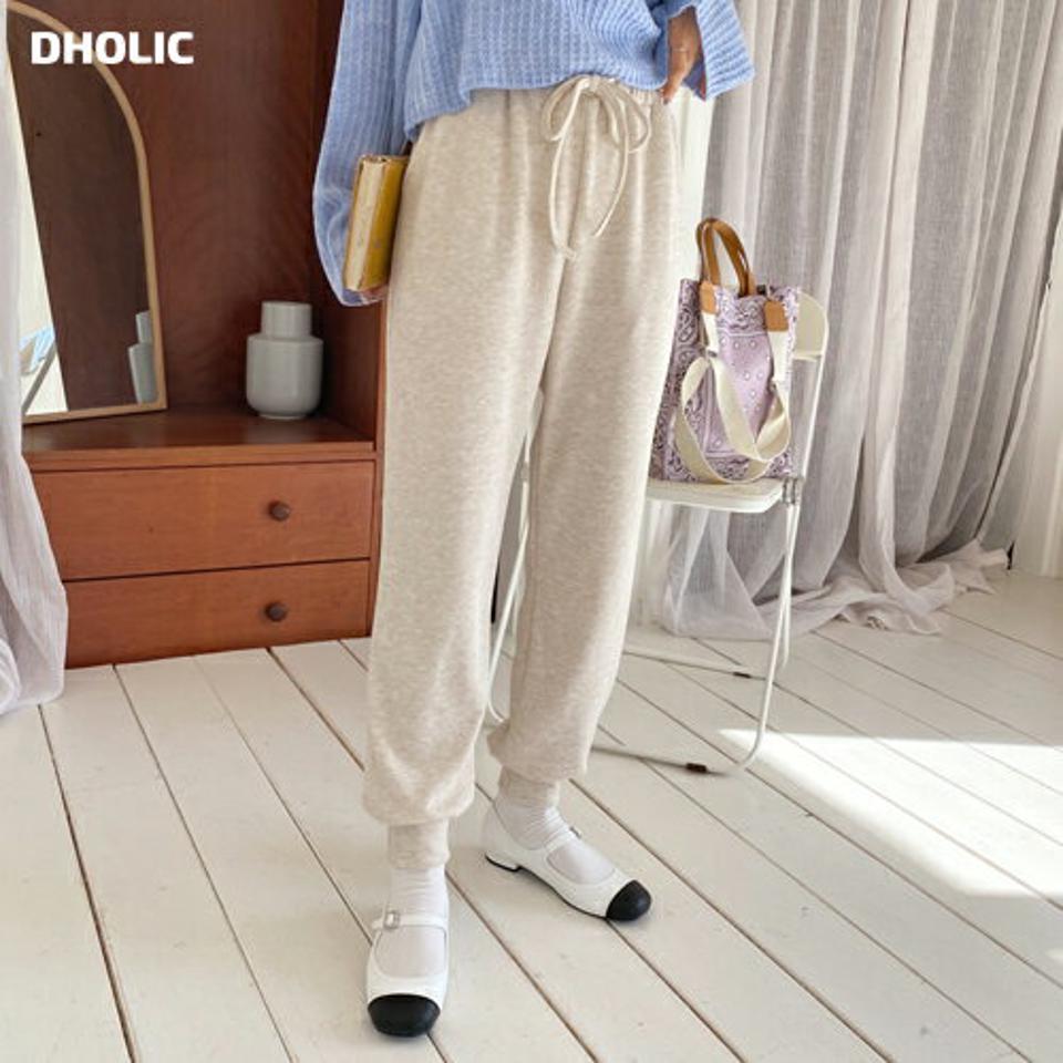 リブジョガーパンツ・全4色・t56966 レディース 【pt】【韓国 ファッション ボトムス パンツ ロング ロングパンツ ジョガーパンツ ウエストゴム ストリング ベーシック カジュアル スリム 細身 シンプル 無地 体型カーバー 秋 春】