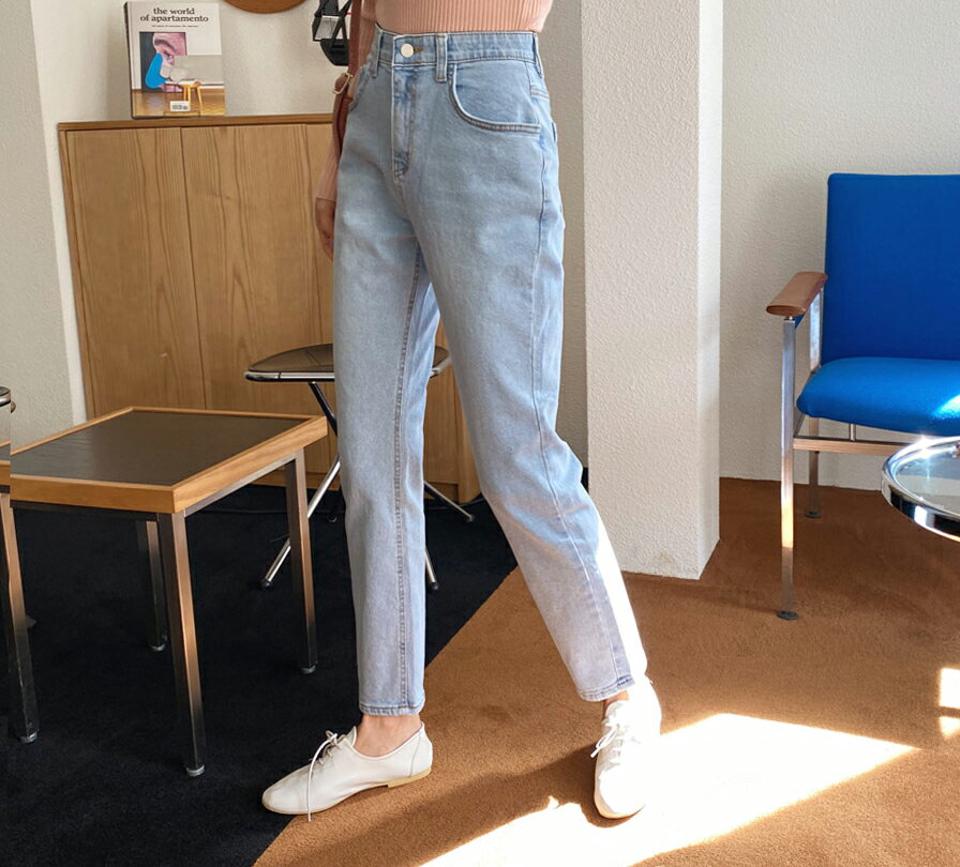 【マラソン特価】ウエストゴムデニムパンツ・全2色・t56978 レディース 【pt】 韓国 ファッション ボトムス パンツ ロング デニム デニムパンツ ハイウエスト ベルトループ スリム ストレート 美脚 10分丈 十分丈 カジュアル デイリー 秋 春