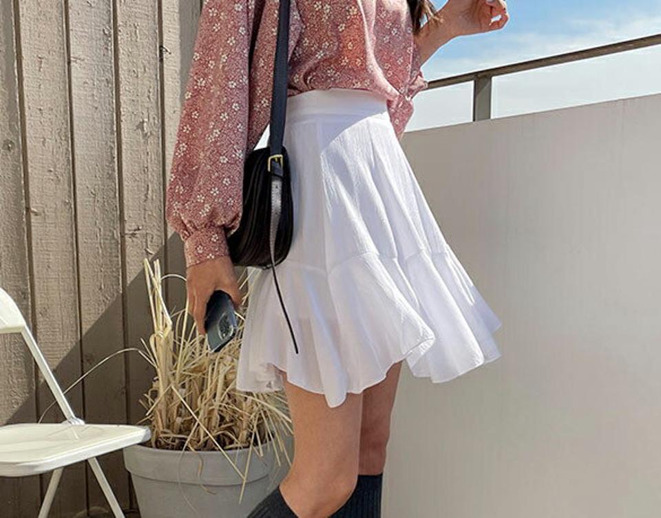 フレアミニスカート・全4色・t56973 レディース 【sk】【韓国 ファッション ボトムス スカート ミニスカート ミニ ショート シンプル ウエストゴム ミニマル パンツスカート フレア 無地 スリム 細身 秋 春】