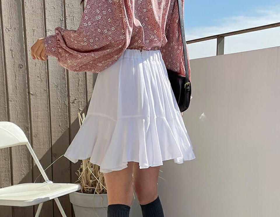 フレアミニスカート・全4色・t56973 レディース 【sk】【韓国 ファッション ボトムス スカート ミニスカート ミニ ショート シンプル ウエストゴム ミニマル パンツスカート フレア 無地 スリム 細身 秋 春】