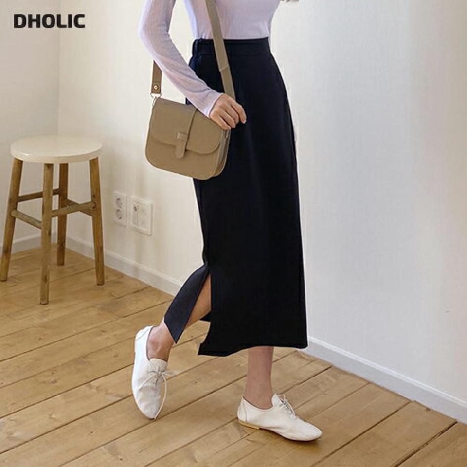 Hラインサイドスリットスカート・全3色・t56959 レディース 【sk】【韓国 ファッション ボトムス スカート ロング ロングスカート Hライン サイドスリット バックゴム サイドジップ カジュアル 体型カバー フェミニン デイリー 秋 春】