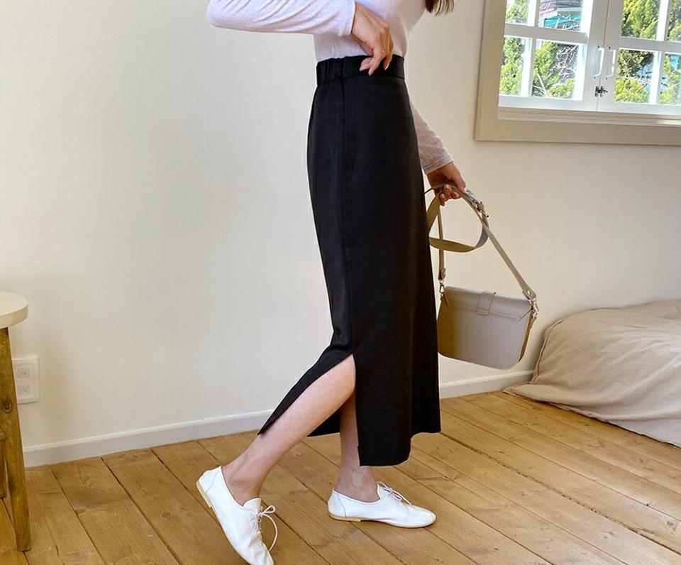 Hラインサイドスリットスカート・全3色・t56959 レディース 【sk】【韓国 ファッション ボトムス スカート ロング ロングスカート Hライン サイドスリット バックゴム サイドジップ カジュアル 体型カバー フェミニン デイリー 秋 春】