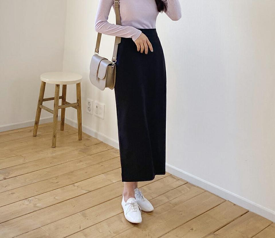 Hラインサイドスリットスカート・全3色・t56959 レディース 【sk】【韓国 ファッション ボトムス スカート ロング ロングスカート Hライン サイドスリット バックゴム サイドジップ カジュアル 体型カバー フェミニン デイリー 秋 春】
