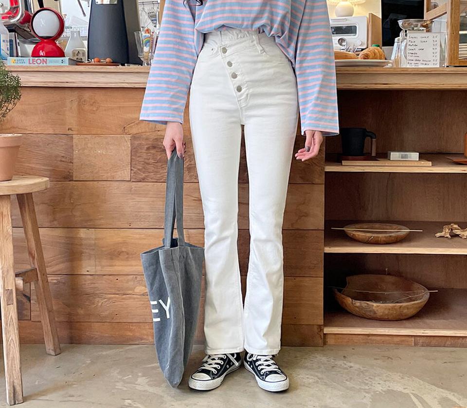 ダイアゴナルフレアパンツ・全2色・t63335 レディース 【pt】韓国ファッション ボトムス パンツ ロング ロングパンツ ブーツカットパンツ ブーツカット スリム フィット 細身 10分丈 十分丈 カジュアル デイリー 秋 春 NIJU