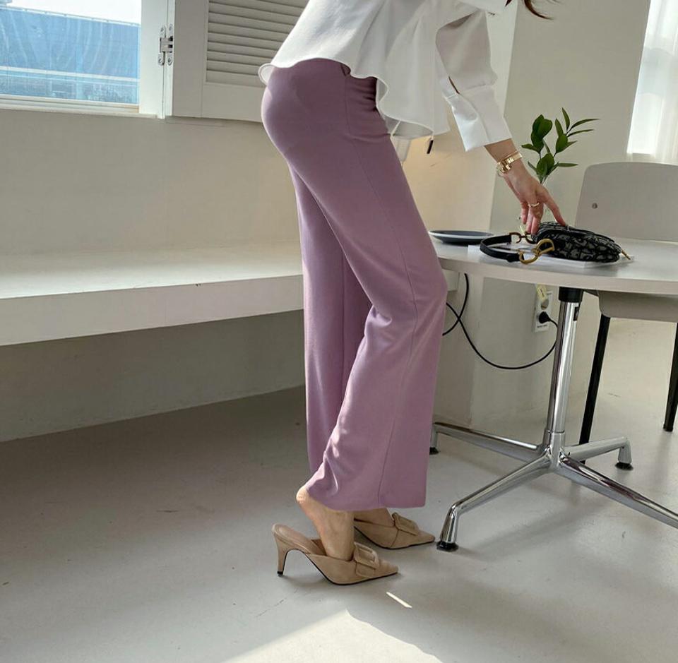 2TYPEスラックスパンツ・全6色・t67179 レディース 【pt】【スラックス パンツ ズボン ロングパンツ ストレート ブーツカット 単色 無地 シンプル カジュアル 大人 きれいめ 春 秋 韓国 ファッション】【ハイホリHIHOLLI】