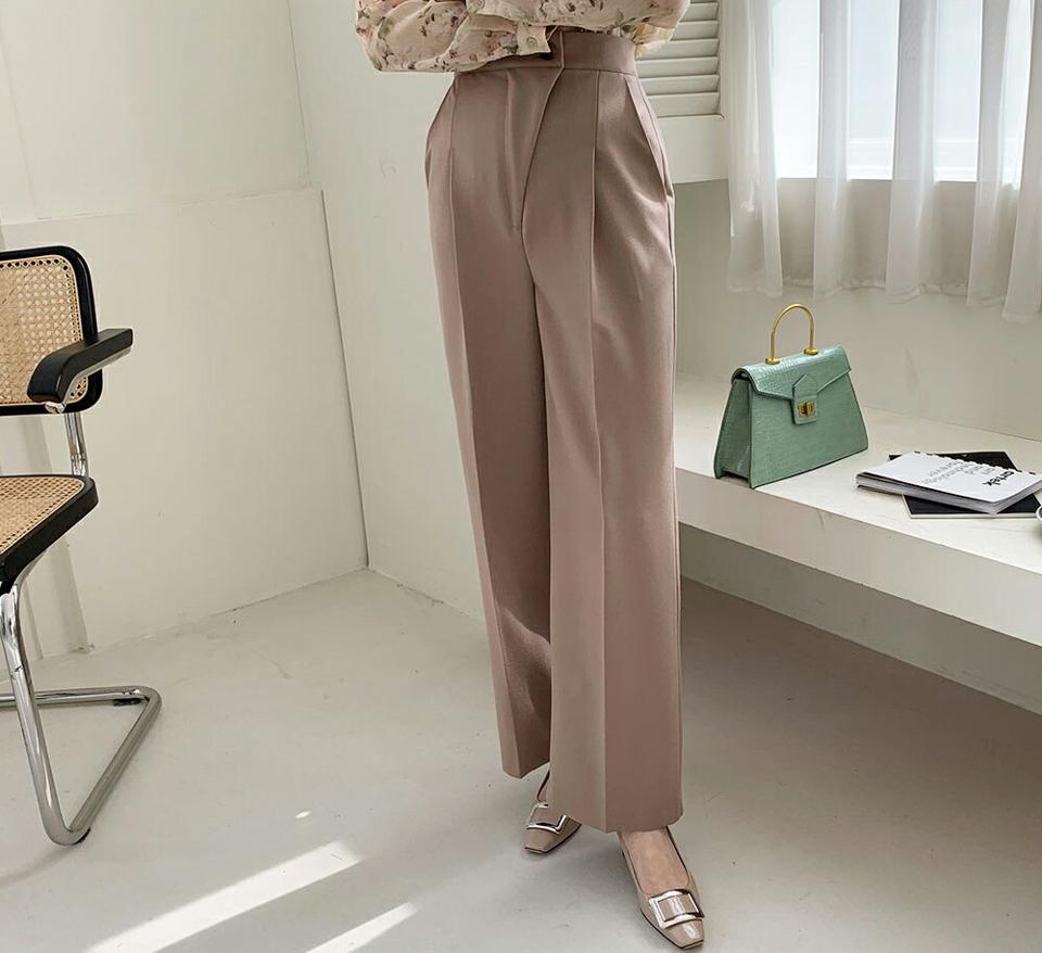 ダイアゴナルラインスラックス・全3色・t67177 レディース 【pt】【スラックス パンツ ズボン ロングパンツ ダイアゴナル 単色 無地 シンプル ベーシック オフィスカジュアル きれいめ 春 秋 韓国 ファッション】【ハイホリHIHOLLI】