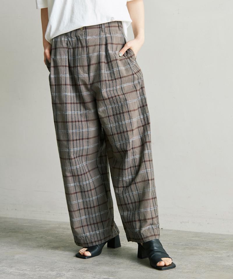 ○Ｃ/Ｓｉネップ先染チェックタックパンツ（cardo fabrica）