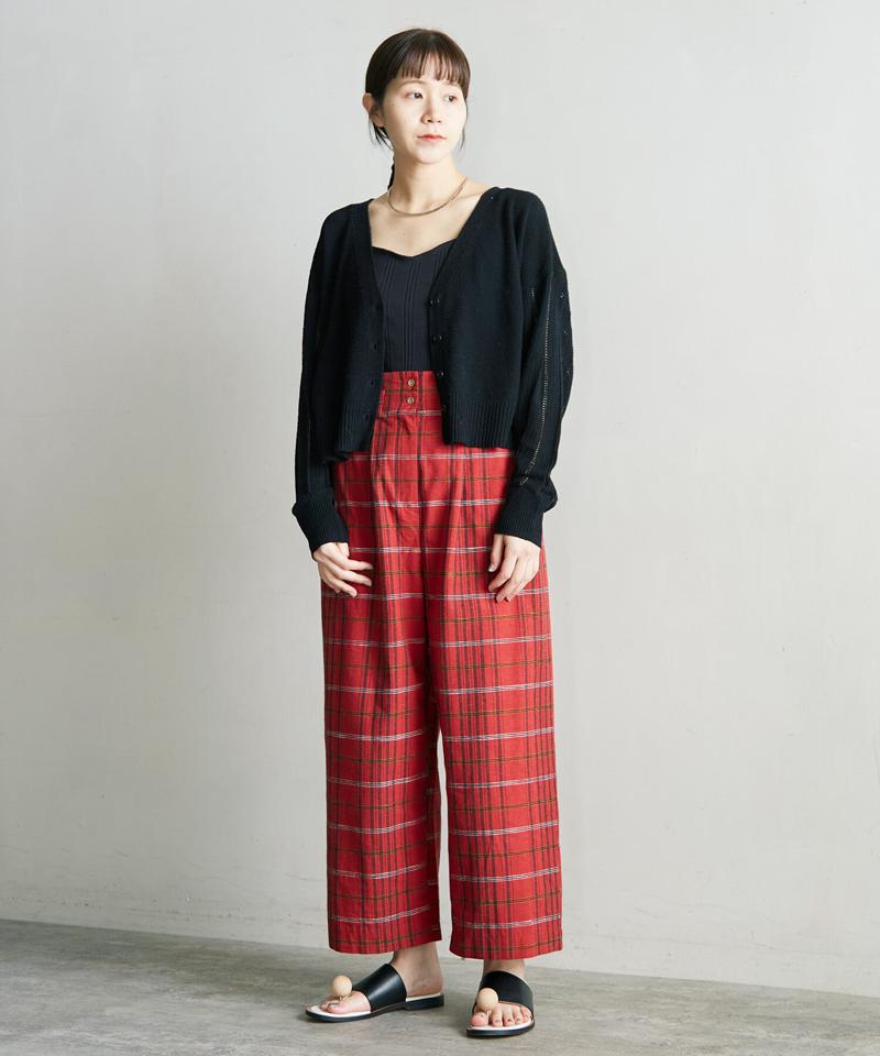 ○Ｃ/Ｓｉネップ先染チェックタックパンツ（cardo fabrica）