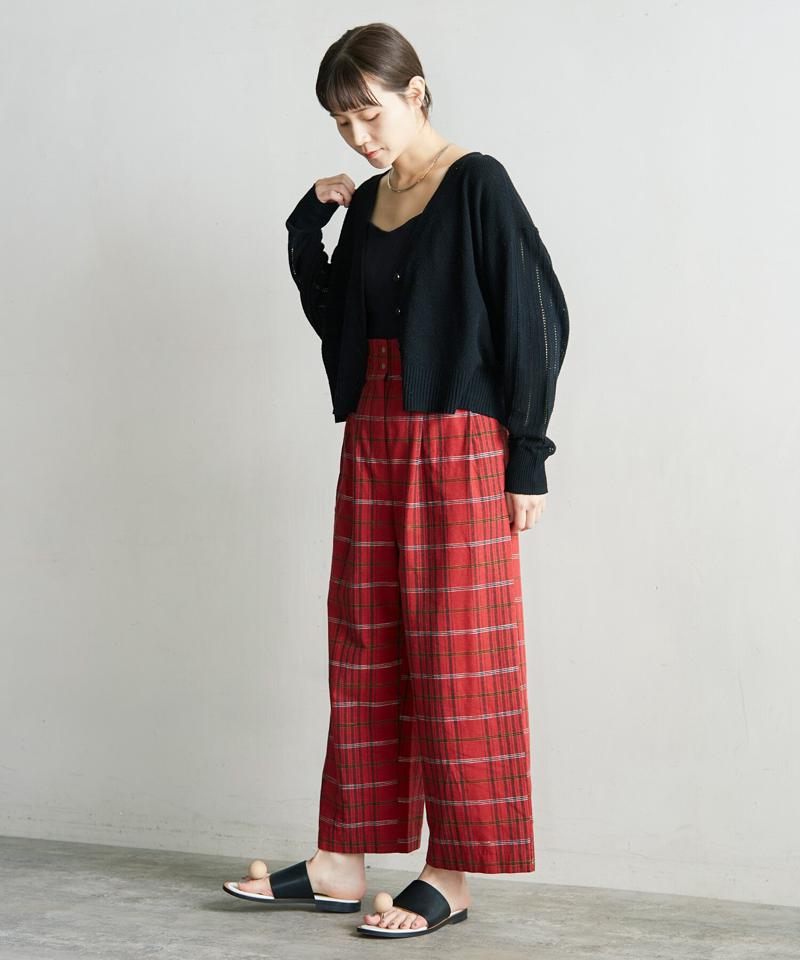 ○Ｃ/Ｓｉネップ先染チェックタックパンツ（cardo fabrica）