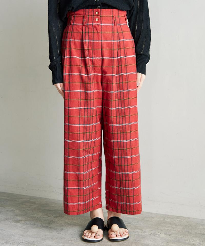 ○Ｃ/Ｓｉネップ先染チェックタックパンツ（cardo fabrica）