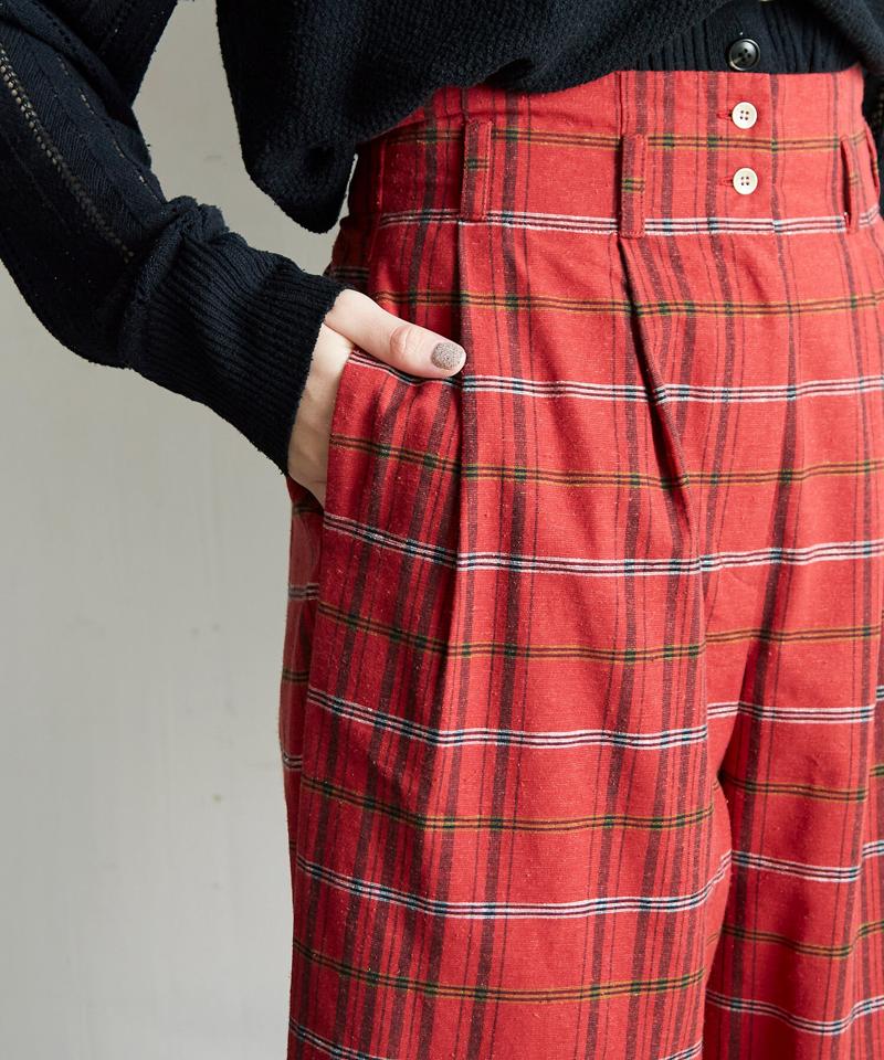 ○Ｃ/Ｓｉネップ先染チェックタックパンツ（cardo fabrica）
