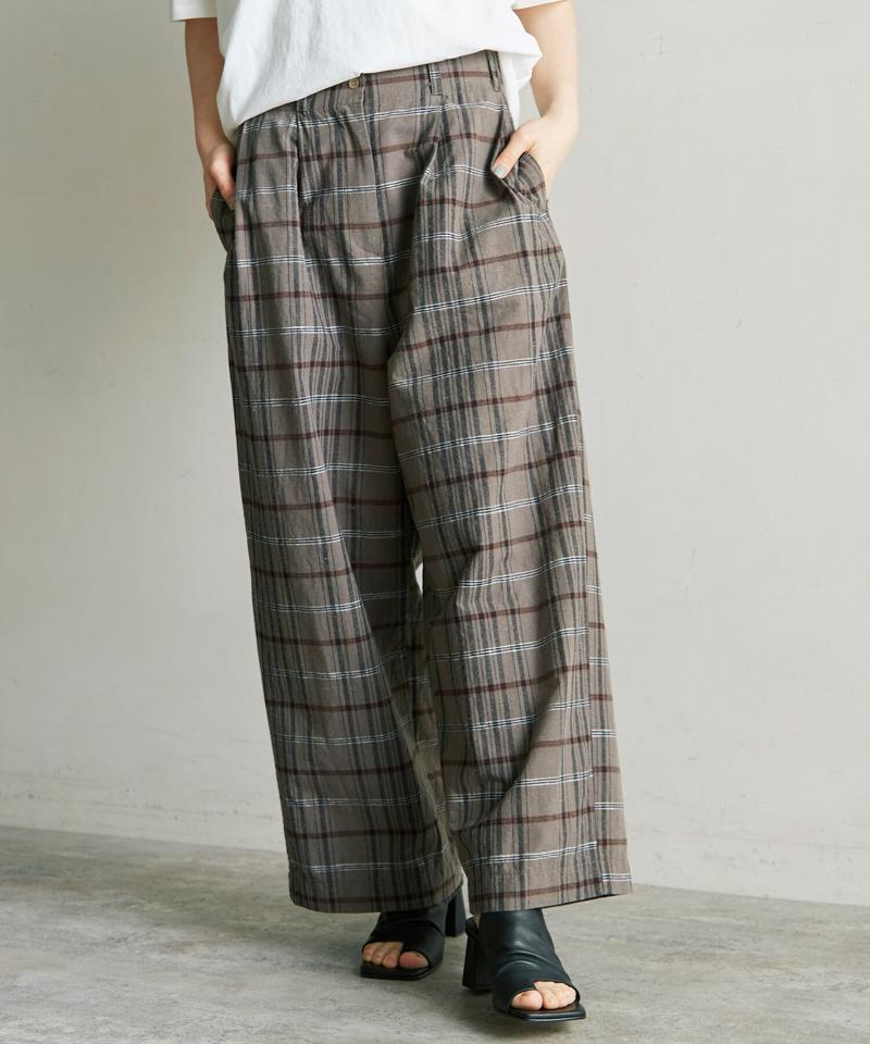 ○Ｃ/Ｓｉネップ先染チェックタックパンツ（cardo fabrica）