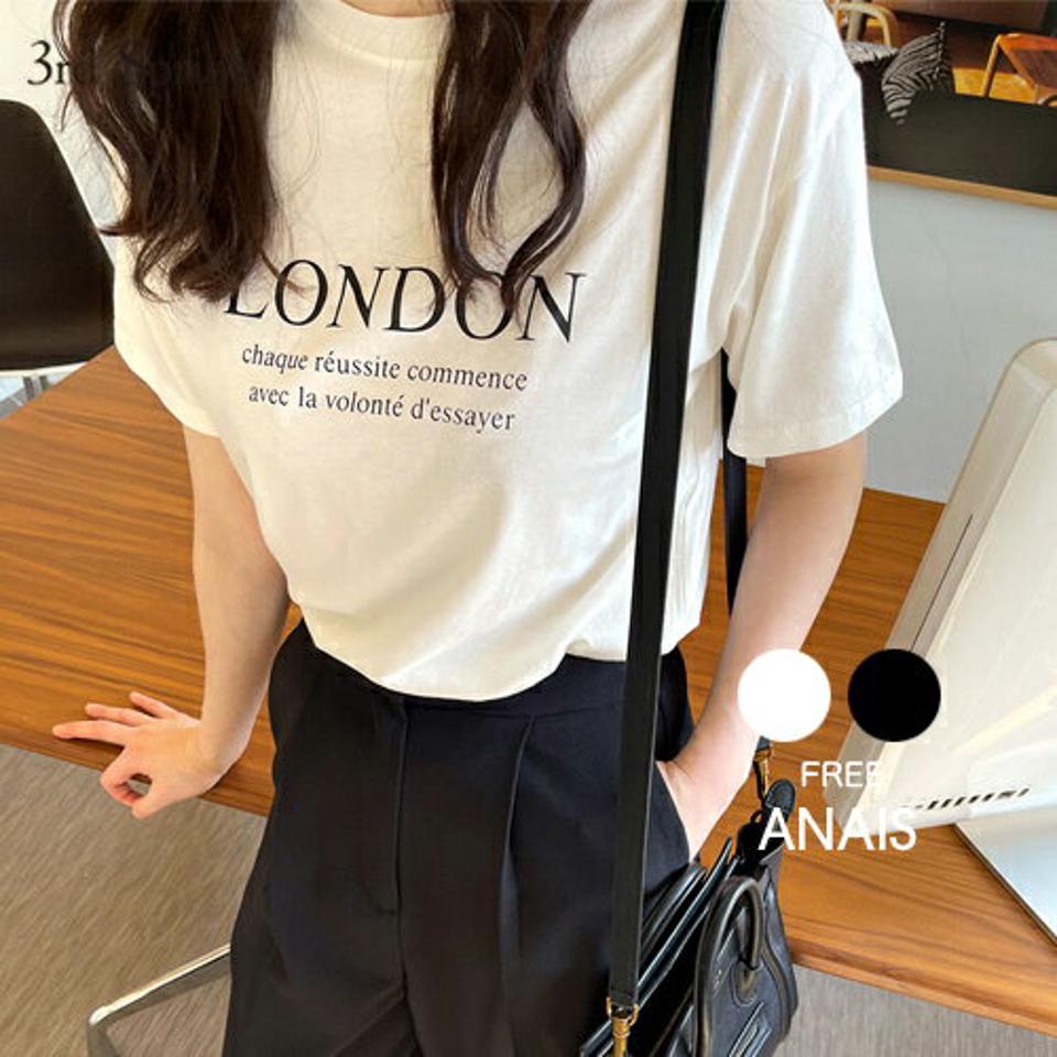 ANAIS（アナイス)LONDON半そでTシャツ【3/8up_ka】韓国 韓国ファッション　トップス 半そで カットソー ロゴT プリント カジュアル きれいめ 英字レディース ファッション【7】※メール便不可