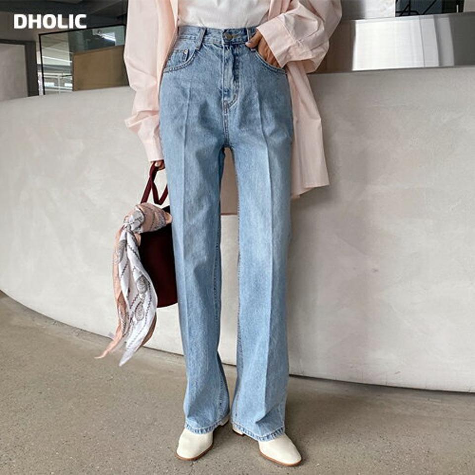 ライトブルーストレートデニムパンツ・全1色・t61700 レディース 【pt】【韓国 ファッション ボトムス パンツ ロング デニム デニムパンツ ライトブルーデニム ストレート スリム 美脚 10分丈 十分丈 カジュアル デイリー 秋 春】