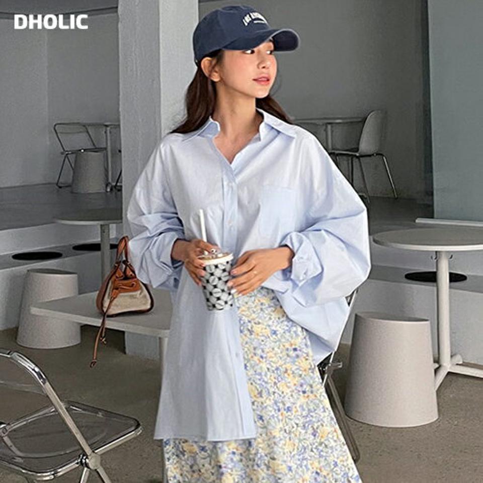 ボクシーフレアシャツ・全3色・t61686 レディース 【bl】【韓国 ファッション トップス ブラウス シャツ 長袖 ボクシー ラフ フレア 体型カーバー デイリー ベーシック 無地 ルーズ ゆったり ビックサイズ 秋 春】