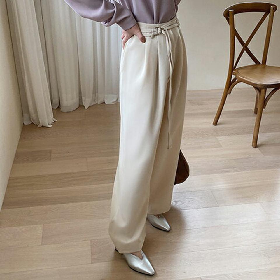 【只今10%OFF】ダブルベルト付ワイドパンツ・全3色・t67355 レディース 【pt】【パンツ ワイドパンツ ワイド ロングパンツ 単色 無地 シンプル 大人 カジュアル オフィスカジュアル 春 秋 韓国 ファッション】【ハイホリHIHOLLI】