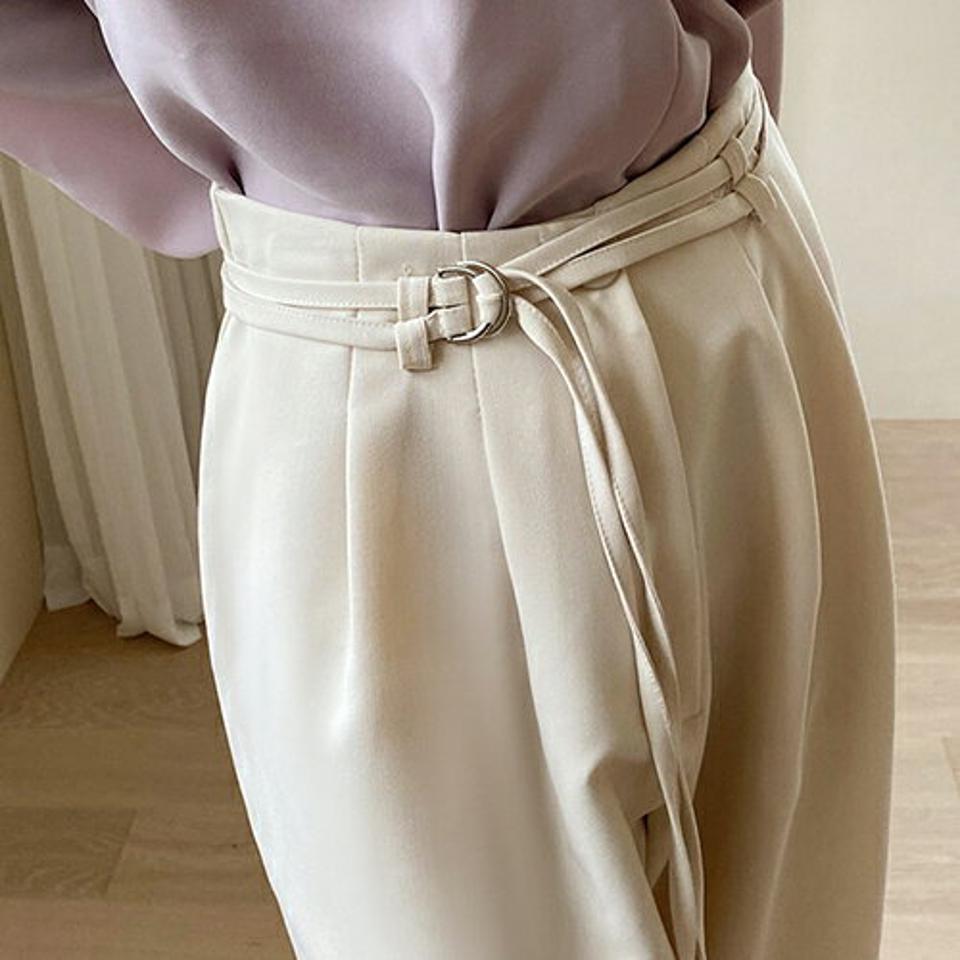 【只今10%OFF】ダブルベルト付ワイドパンツ・全3色・t67355 レディース 【pt】【パンツ ワイドパンツ ワイド ロングパンツ 単色 無地 シンプル 大人 カジュアル オフィスカジュアル 春 秋 韓国 ファッション】【ハイホリHIHOLLI】