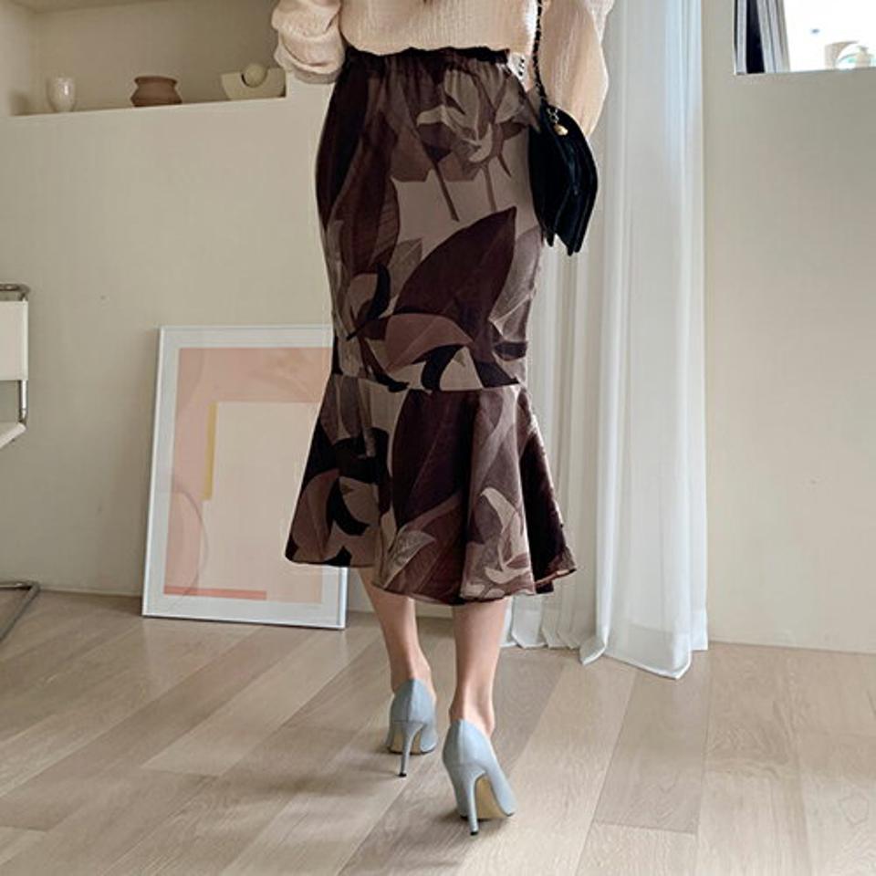 パターンマーメイドスカート・全2色・t67291 レディース 【sk】【スカート ロング ロングスカート マーメイドスカート マーメイド 総柄 シック モダン 大人 春 秋 韓国 ファッション】【ハイホリHIHOLLI】