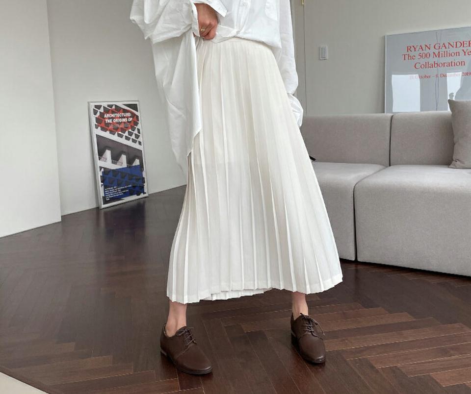 プリーツロングスカート・全3色・t61705 レディース 【sk】【韓国 ファッション ボトムス スカート ロング ロングスカート プリーツスカート 揺れ感 ボリューム カジュアル 体型カバー フェミニン デイリー 秋 春】