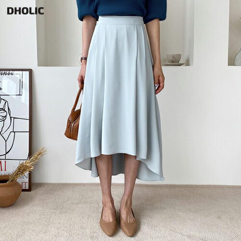フレアアンバランススカート・全3色・b61702 レディース 【sk】【韓国 ファッション ボトムス スカート ロング ロングスカート アンバランス フレアスカート ウエストゴム サイドファスナー ボリューム カジュアル 体型カバー フェミニン デイリー 秋 春】