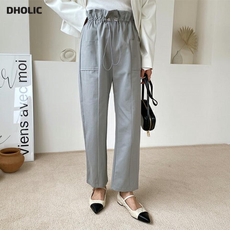 ストリングワイドパンツ・全3色・t61697 レディース 【pt】【韓国 ファッション ボトムス パンツ ロング ロングパンツ ユニーク ウエストストリング トレンディ ワイドパンツ センターライン カジュアル スリム 細身 シンプル 体型カーバー 秋 春】