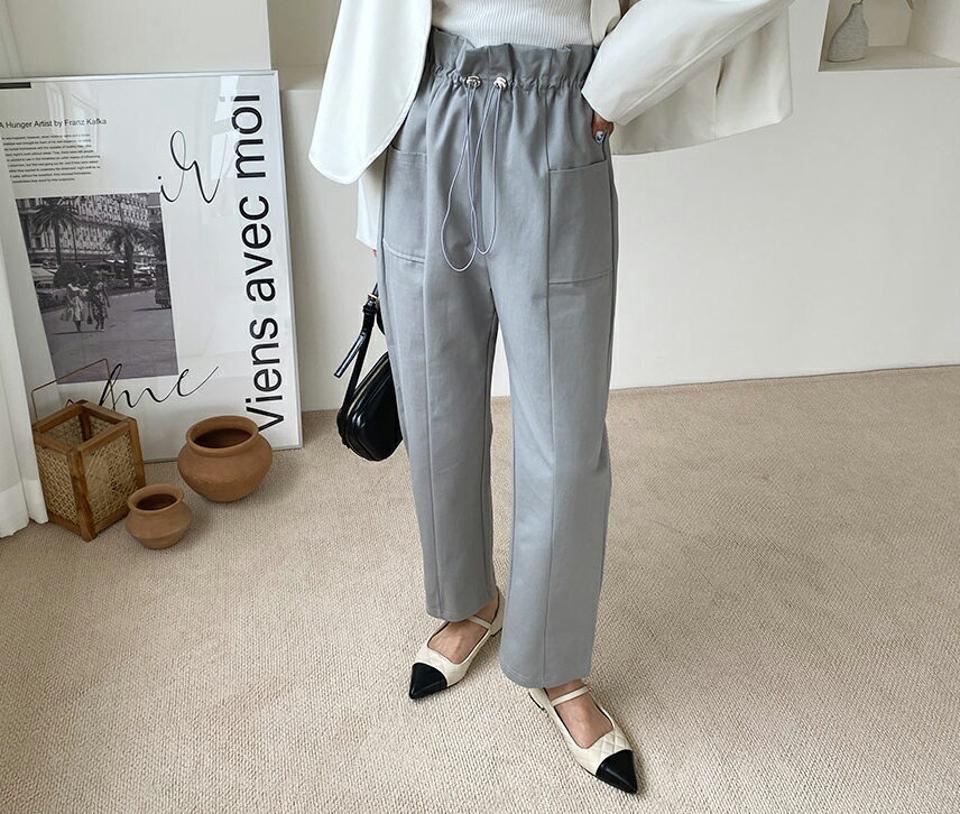 ストリングワイドパンツ・全3色・t61697 レディース 【pt】【韓国 ファッション ボトムス パンツ ロング ロングパンツ ユニーク ウエストストリング トレンディ ワイドパンツ センターライン カジュアル スリム 細身 シンプル 体型カーバー 秋 春】