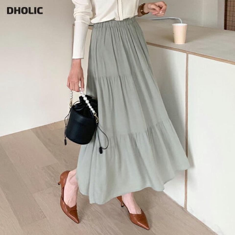 ギャザーイージースカート・全5色・t67236 レディース 【sk】【スカート ロング ロングスカート ギャザー フレア ウエストゴム 単色 無地 シンプル フェミニン 可愛い かわいい 春 秋 韓国 ファッション】【ハイホリHIHOLLI】