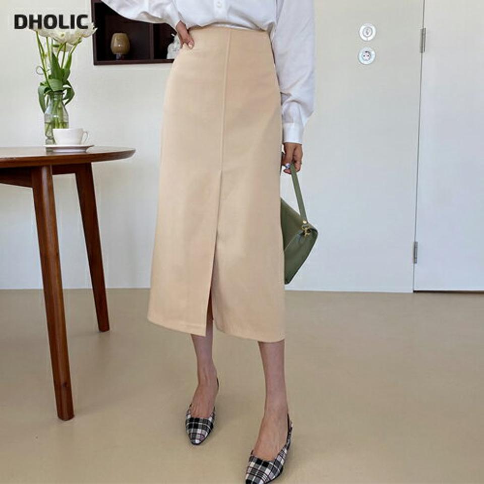 スリットAラインスカート・全3色・t63001 レディース 【sk】【韓国 ファッション ボトムス スカート ロング ロングスカート ウエストゴム スリット Aライン スカート オフィスカジュアル メリハリ カジュアル 体型カバー フェミニン デイリー 秋 春】