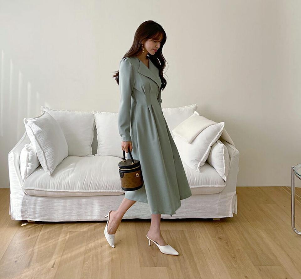 ≪人気商品再入荷≫Vネックカラーラップワンピース・t62998 レディース 【ops】韓国ファッション ワンピース ロングワンピース カジュアル カラー ラップワンピース フレアワンピース 学校行事 オフィスカジュアル 結婚式 フェミニン 秋 春