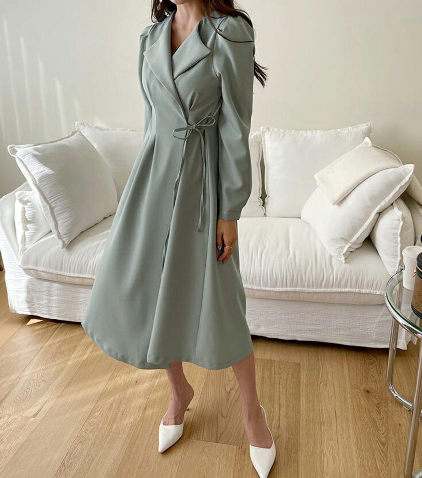 ≪人気商品再入荷≫Vネックカラーラップワンピース・t62998 レディース 【ops】韓国ファッション ワンピース ロングワンピース カジュアル カラー ラップワンピース フレアワンピース 学校行事 オフィスカジュアル 結婚式 フェミニン 秋 春