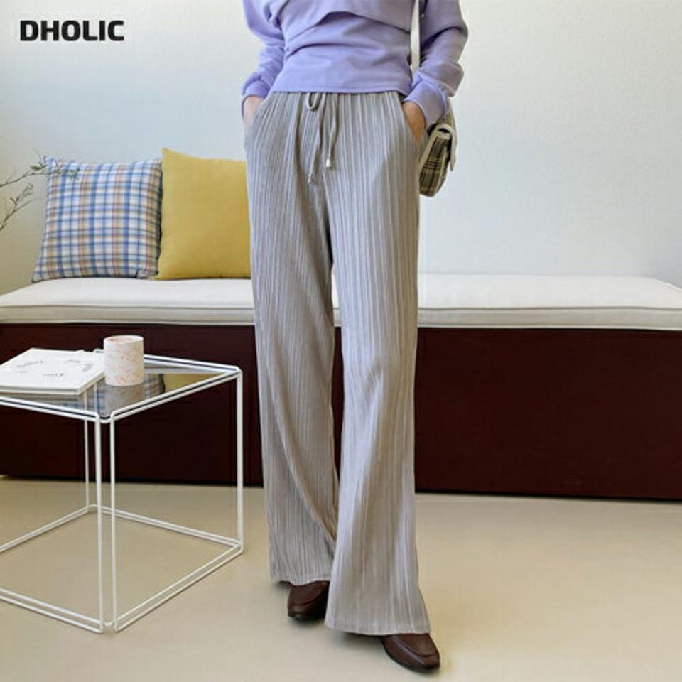 プリーツロングパンツ・全4色・t62973 レディース 【pt】【韓国 ファッション ボトムス パンツ ロング ロングパンツ ユニーク プリーツパンツ ウエストゴム ストリング ハイウエスト ルーズ ゆったり カジュアル スリム 細身 体型カーバー 秋 春】
